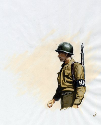 Andre verdenskrig 1939-1945: soldat fra den amerikanske hæren mellom 1943 og 1945. Tegning av Alessandro Lonati av Alessandro Lonati