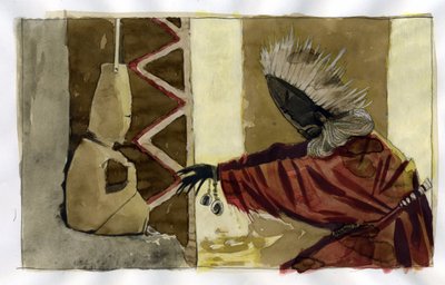 Sjamanisme: åndelig seremoni sentrert om mekling mellom mennesker og naturens ånder - sjaman Illustrasjon av Alessandro Lonati av Alessandro Lonati