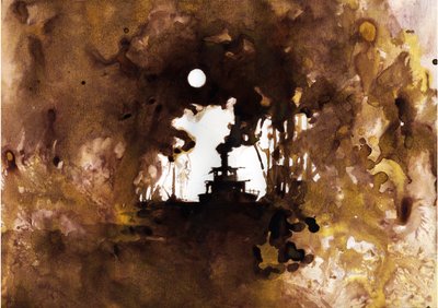 Skipsillustrasjon av den nye "" In the Heart of Darkness"" av Joseph Conrad. 2012 av Alessandro Lonati
