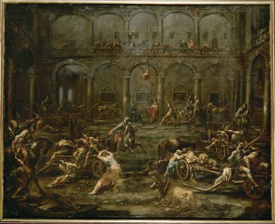 Ankomsten av galeislaver til fengselet i Genova (maleri på lerret) av Alessandro Magnasco