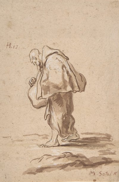 Stående pilegrimsbror, ca. 1705-20. av Alessandro Magnasco