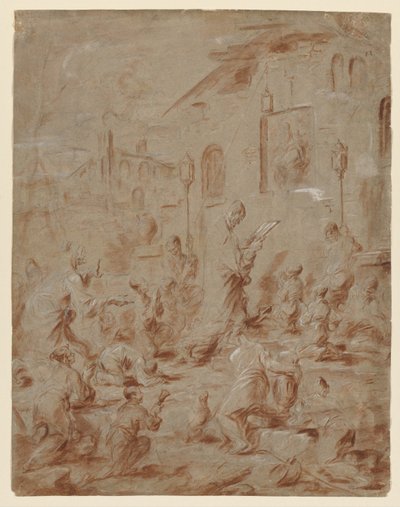 Tilbedere ved en gatehelligdom av Alessandro Magnasco