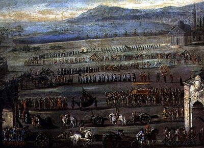 Begravelsesprosesjonen for dogen F. Morosini (olje på lerret) av Alessandro Piazza