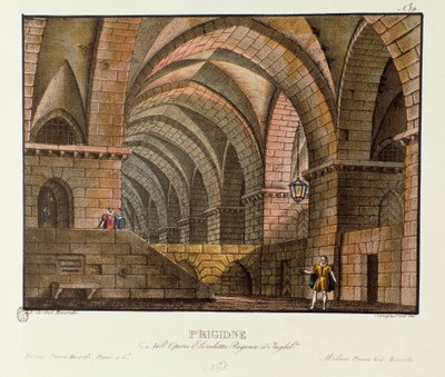 Norfolk besøker fangen Leicester i Scenography-fengselet for 1828-fremføringen av operaen "Elisabetta, Regina d