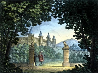 Scenografi av Sanquirico for operaen "Anna Bolena" av Gaetano Donizetti. Carcano teater, Milano av Alessandro Sanquirico