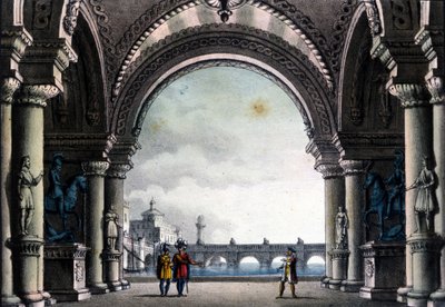 Scenografi av Sanquirico for operaen "Bianca og Fernando" av Vincenzo Bellini av Alessandro Sanquirico