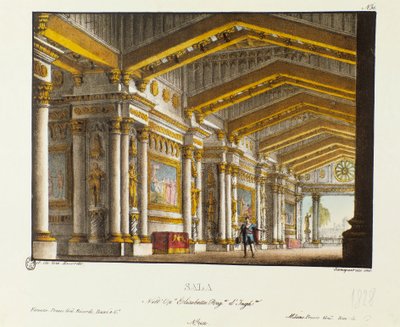 The Great Hall of the Royal Palace Scenografi for 1828-fremføringen av operaen "Elisabetta, Regina d