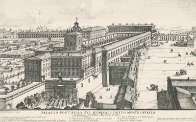 Pavepalasset på Quirinale-høyden, også kjent som Monte Cavallo, tegning og gravering av Alessandro Specchi (1668-1729), Italia av Alessandro Specchi