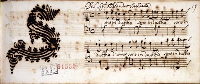 Jeg er i tvil om kjærlighet ... håndskrevne noter av Alessandro Stradella (1644 - 1682) italiensk komponist. Estense bibliotek Modena av Alessandro Stradella