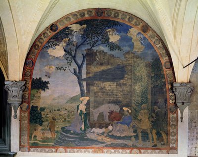 Fødselen, 1460-62 av Alesso Baldovinetti