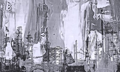 Factory, 2019, (blandet media) av Alex Caminker