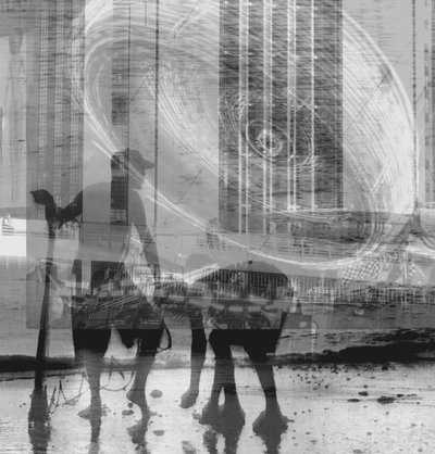 UFO, 2019, (blandet media, collage; funnet objekter) av Alex Caminker