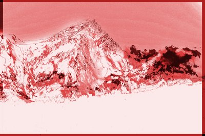 fjell, 2019, (blandet media) av Alex Caminker