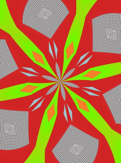 ornamenter #110,(blandet media) av Alex Caminker