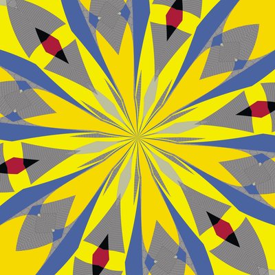symmetri #14,2019,(blandet media) av Alex Caminker