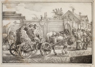 The Coachman with Kindling (litho) av after Alexander Orlowski