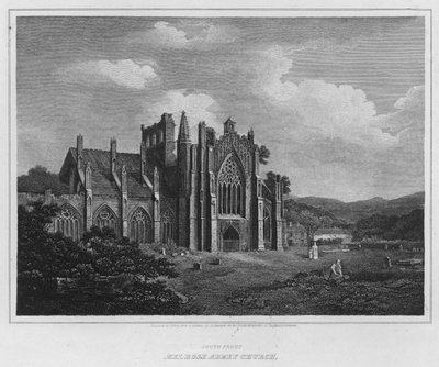 South Front, Melrose Abbey Church (gravering) av Alexander (after) Nasmyth