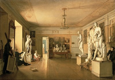 Atelier av kunstneren Alexey Venetsianov (1780-1847) 1827 av Alexander Alexeyevich Alexeyev