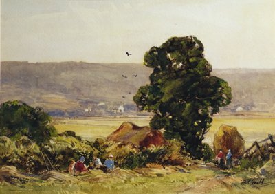 Høyproduksjon (akvarell på papir) av Alexander Carruthers Gould