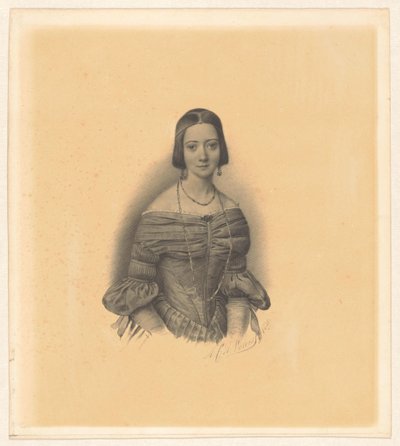 Portrett av Antoinette Marie Henriette Jeanne Reigersman, kone til Jonkheer Mr Pieter van den Brandeler av Alexander Cesar August Valois (signed by artist)