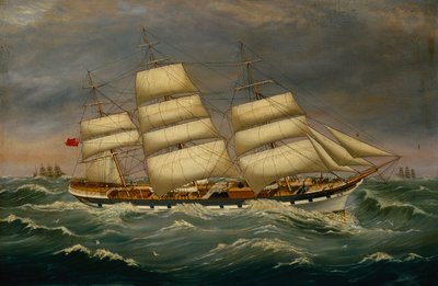 The Three Masted Clipper Benleuch in a Swell (olje på lerret) av Alexander Cromarty