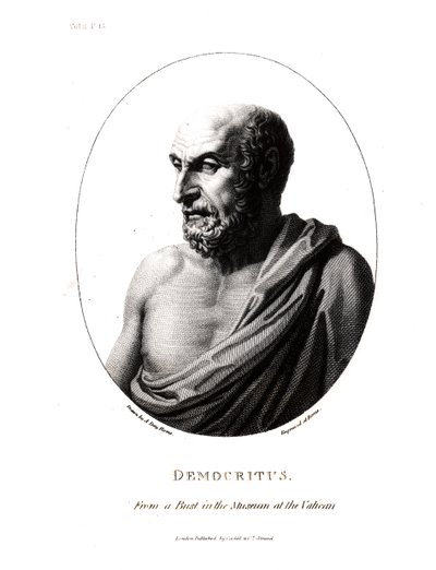 Demokrit (ca. 460-c.370 f.Kr.), gravert fra en byste i Vatikanmuseet av Alexander Day