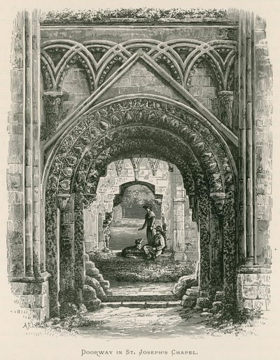 Glastonbury Abbey, døråpning i St Joseph