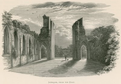 Glastonbury Abbey, interiør, fra øst av Alexander Francis Lydon