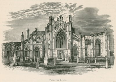 Melrose Abbey, fra sør av Alexander Francis Lydon
