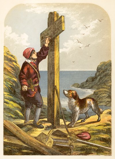 Robinson Crusoe reiser en stolpe på kysten av Alexander Francis Lydon