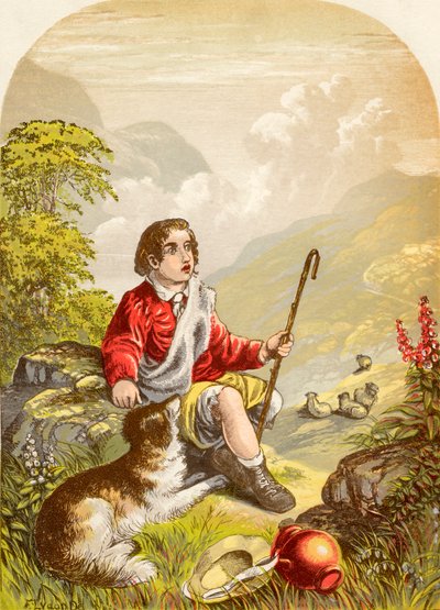 Shepherd Boy in the Valley of Yumiliation, fra The Pilgrims Progress av John Bunyan publisert, ca. 1880 av Alexander Francis Lydon