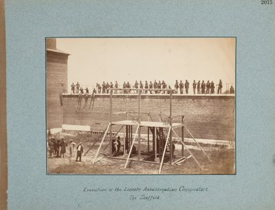 Henrettelse av Lincoln Assassination Conspirators. Stillaset av Alexander Gardner