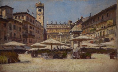 Piazza delle Erbe i Verona, ca. 1900 (olje på lerret) av Alexander Gierymski