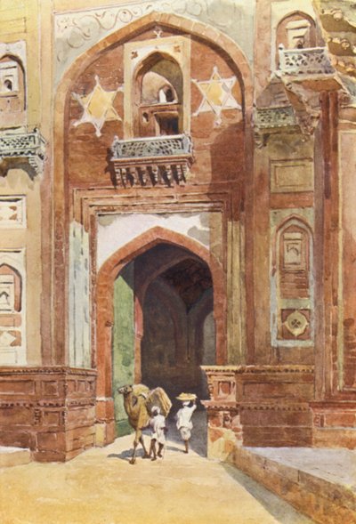 Agra Fort, inne i Delhi-porten (farge litho) av Alexander Henry Hallam Murray