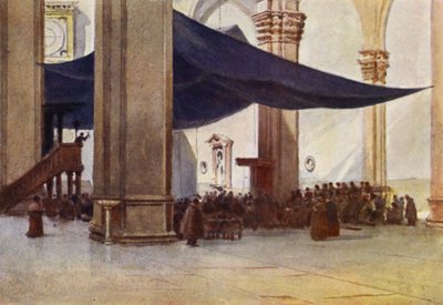 Firenze, interiøret i Duomo under fasteforkynnelsen (farge litho) av Alexander Henry Hallam Murray