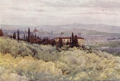 Firenze fra olivenhagene i San Domenico (farge litho) av Alexander Henry Hallam Murray