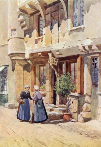 Gamle hus i Chinon (farge litho) av Alexander Henry Hallam Murray