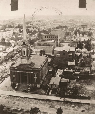 Utsikt sørover fra kuppelen til tinghuset i Chicago, 1858 av Alexander Hesler