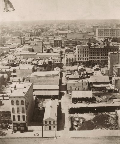 Utsikt vestover fra kuppelen til tinghuset i Chicago, 1858 av Alexander Hesler