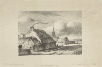 Hus og et kirketårn i Katwijk av Alexander Hieronymus Bakhuyzen (II)