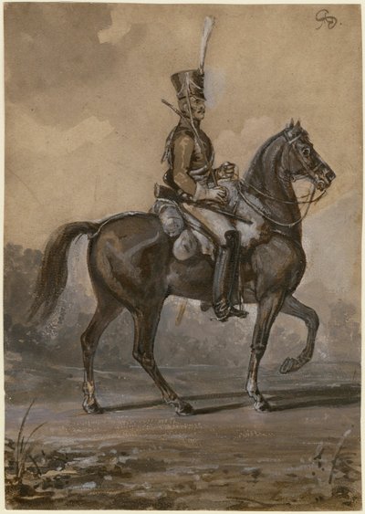 Russisk dragon - Sauerweid, Alexander Ivanovich (1783-1844) - 1820 - Akvarell på papir - 22,9x16,2 - Privat samling av Alexander Ivanovich Sauerweid