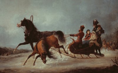 Keiserinne Elizabeth i en slede (olje på lerret) av Alexander Ivanovich Sauerweid