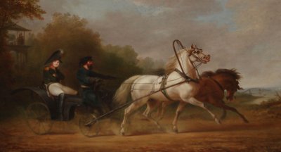 Tsar Alexander I kjører en droschki (olje på lerret) av Alexander Ivanovich Sauerweid