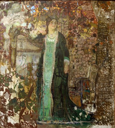 Harpespiller. Portrett av Tatiana Sergeevna Bartseva (1886-1984) av Savinov, Alexander Ivanovich (1881-1942) av Alexander Ivanovich Savinov