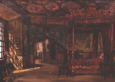 Queen Marys soverom, Holyrood (olje) av Alexander Jnr. Fraser