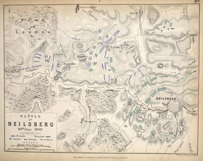 Kart over Heilsberg, utgitt av William Blackwood and Sons, Edinburgh og London, 1848 (håndfarget gravering) av Alexander Keith Johnston
