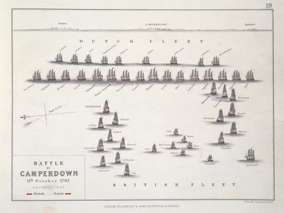 Plan for slaget ved Camperdown, 11. oktober 1797, ca. 1830-årene av Alexander Keith Johnston