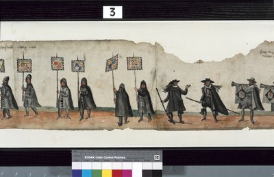 Detalj fra The Huntly Funeral Procession, som sies å ha blitt brukt til obsequies av George 1st, Marquess of Huntly av Alexander Kincaid