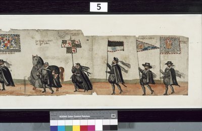 Detalj fra The Huntly Funeral Procession, som sies å ha blitt brukt til obsequies av George 1st, Marquess of Huntly av Alexander Kincaid