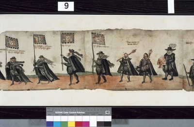 Detalj fra The Huntly Funeral Procession, sies å ha blitt brukt til obsequies av George 1st, Marquess of Huntly av Alexander Kincaid